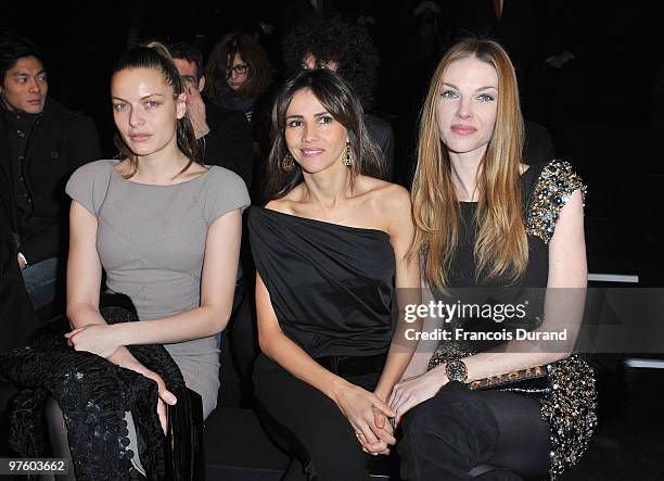 Rie Rasmussen, Goya Toledo and Paulina Nemcova attend the Elie Saab Ready to Wear show as part of the Paris Womenswear Fashion Week Fall/Winter 2011...