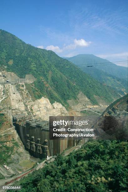 Ertan Double curved concrete arch dam Upper Yangtse River Szechuan Province, China.