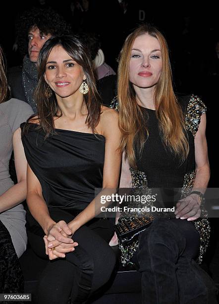 Goya Toledo and Paulina Nemcova attend the Elie Saab Ready to Wear show as part of the Paris Womenswear Fashion Week Fall/Winter 2011 at Espace...