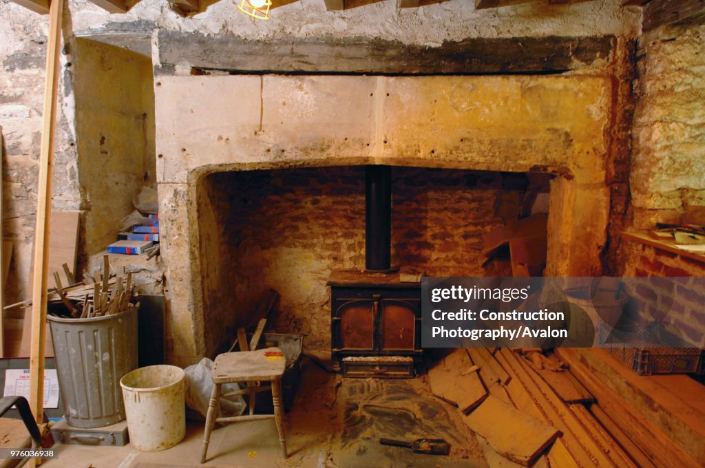 The Merchant's House in Shepton Mallet, Somerset. Buildings at risk register. Large chimney.