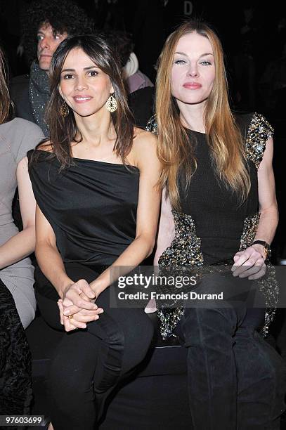 Goya Toledo and Paulina Nemcova attend the Elie Saab Ready to Wear show as part of the Paris Womenswear Fashion Week Fall/Winter 2011 at Espace...
