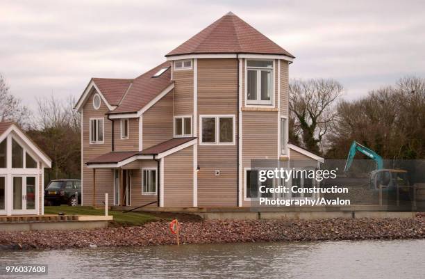 New England style kit houses by Watermark Development near Cirencester, West Country, England.