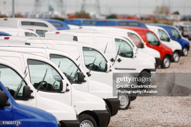 New fiat doblo cargo vans parked at Avonmouth docks near Bristol, UK.
