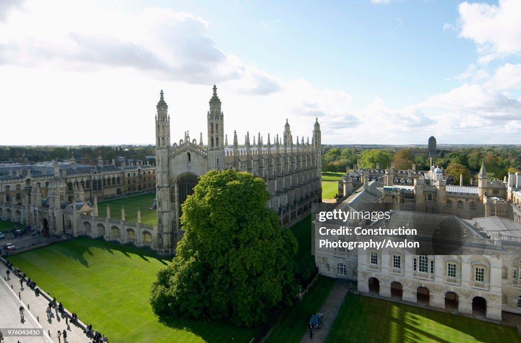 King's College and Old Schools from St Mary's Church, Cambridge, UK