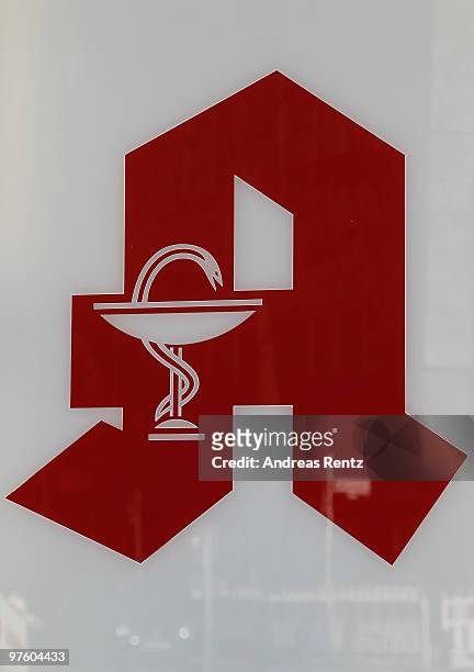 Red pharmacy sign is pictured on March 10, 2010 in Berlin, Germany. German Health Minister Philipp Roesler announced plans to reform the branded...