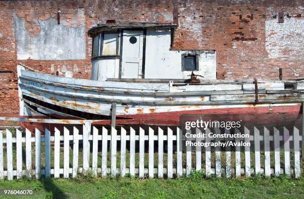 The Venezellos, an old fishing boat, on display in downtown Apalachicola, Florida, USA.