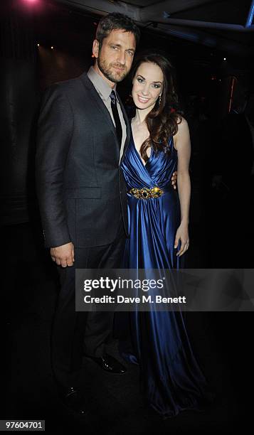 Gerard Butler and Sierra Boggess attend the afterparty following the world premiere of "Love Never Dies" at the Old Billingsgate Market on March 9,...