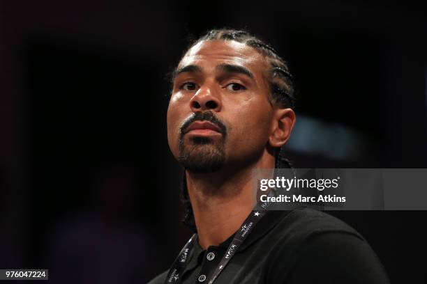 David Haye during the Commonwealth Heavyweight Title fight between Joe Joyce and Ivica Bacurin at York Hall on June 15, 2018 in London, England.