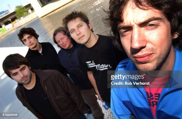 Mark McClelland, Nathan Connolly, Tom Simpson and Gary Lightbody of Snow Patrol pose for a group portrait on July 6th 2004 in Amsterdam, Netherlands.