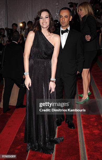 Actress Liv Tyler and designer Francisco Costa attend the Metropolitan Museum of Art Costume Institute Gala "Superheroes: Fashion And Fantasy" at the...