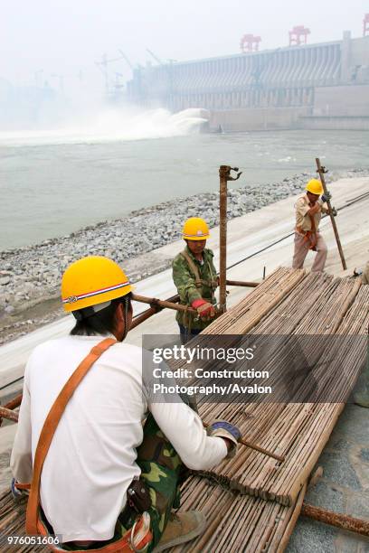 Construction work underway at the Three Gorges Dam on the Yangtze river in China.