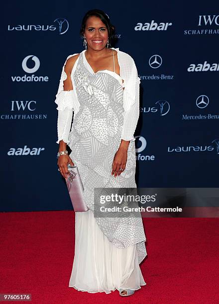 Laureus Sports Academy member Cathy Freeman arrives at the Laureus World Sports Awards 2010 at Emirates Palace Hotel on March 10, 2010 in Abu Dhabi,...