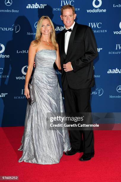 Former Cricketer Shaun Pollock and wife Patricia Lauderdale arrive at the Laureus World Sports Awards 2010 at Emirates Palace Hotel on March 10, 2010...