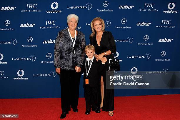 Dawn Fraser and daughter Dawn-Lorraine and grandson Jackson arrive at the Laureus World Sports Awards 2010 at Emirates Palace Hotel on March 10, 2010...