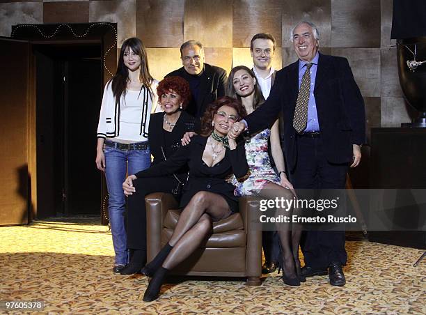 Gilda Lapardhaja, Maria Scicolone, Enzo Decaro, Sophia Loren, Margareth Made, Giovanna Carca and director Vittorio Sindoni attend the ""La Mia Casa...