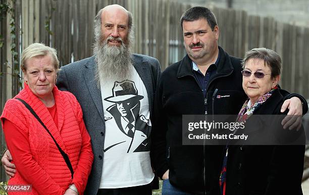 Dot and her husband Steven Ayres, Steven Hampton and his mother Eileen Cock pose for a picture during a press conference in Keynsham on March 10...