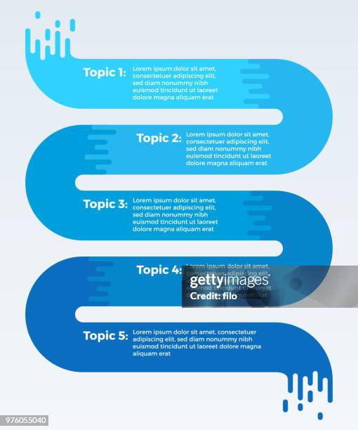 flowing five item data infographic - timeline stock illustrations