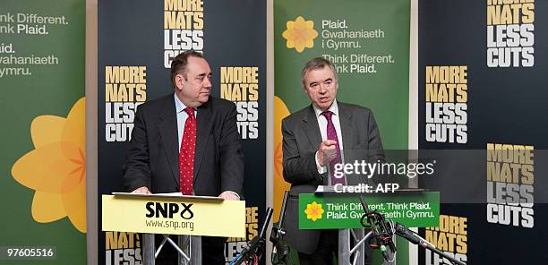 Scottish National Party leader and First Minister of Scotland Alex Salmond and Plaid Cymru Leader Ieuan Wyn Jones hold a joint press conference in...