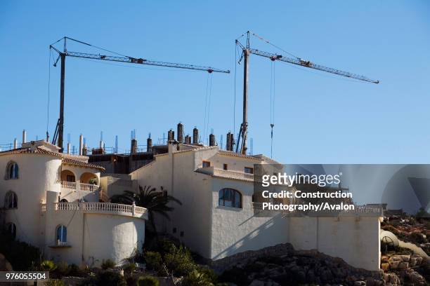 Construction at the coast of Moraira, Cumbre del Sol, Spain.