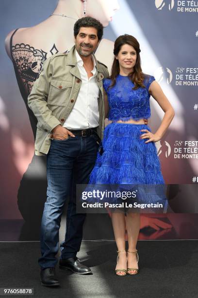 Abdelhafid Metalsi and Aurore Erguy from the serie "Cherif" attend a photocall during the 58th Monte Carlo TV Festival on June 16, 2018 in...