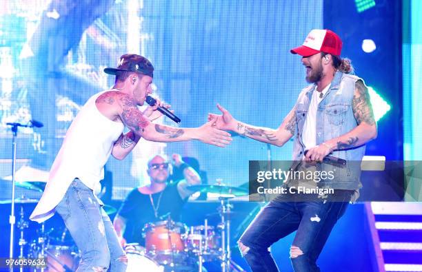 Brian Kelley and Tyler Hubbard of Florida Georgia Line perform during the 2018 Country Summer Music Festival at Sonoma County Fairgrounds on June 15,...