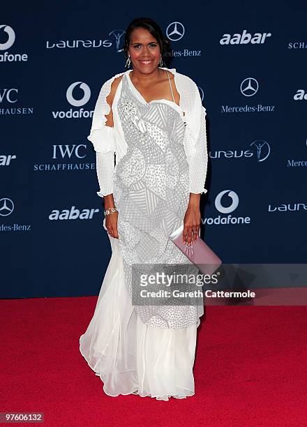 Laureus Sports Academy member Cathy Freeman arrives at the Laureus World Sports Awards 2010 at Emirates Palace Hotel on March 10, 2010 in Abu Dhabi,...