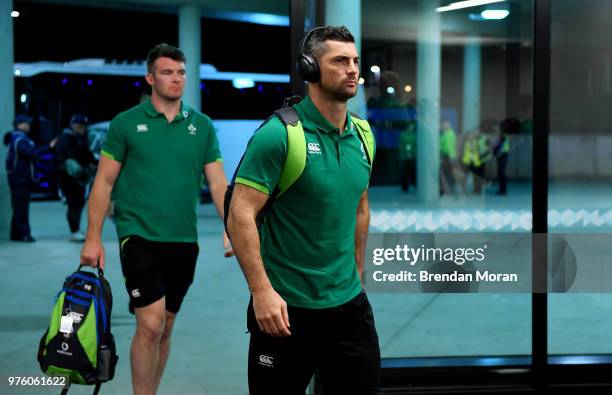 Melbourne , Australia - 16 June 2018; Rob Kearney, right and Peter O'Mahony of Ireland arrive prior to the 2018 Mitsubishi Estate Ireland Series 2nd...