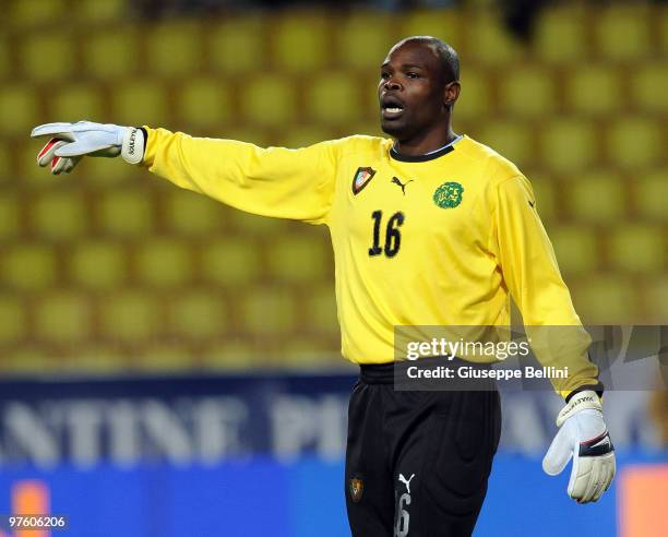 Hamidou Soulaymanou of Cameroon in action during the International Friendly match between Italy and Cameroon at Louis II Stadium on March 3, 2010 in...