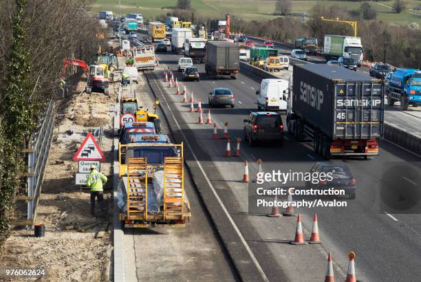 Road widening on M25 between junctions 3 and 4.