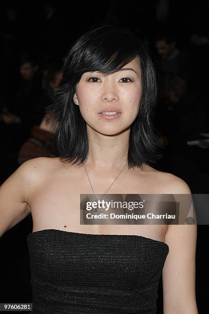 Linh-Dan Pham attends the Elie Saab Ready to Wear show as part of the Paris Womenswear Fashion Week Fall/Winter 2011 at Espace Ephemere Tuileries on...