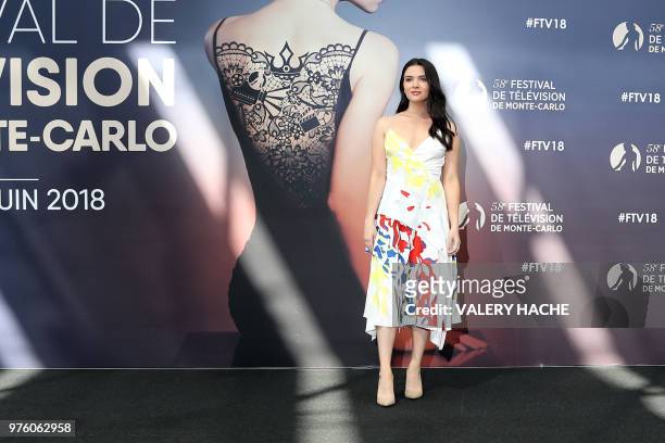 Actress Katie Stevens pose during a photocall for the TV show "The bold type" during the 58nd Monte-Carlo Television Festival in Monaco on June 16,...