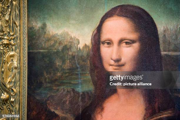 May 2018, Germany, Hamburg: A copy produced by Eugen, Semjon and Michael Posen of the painting "Mona Lisa" originally painted by Leonardo da Vinci...