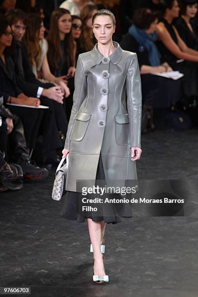Model Mariacarla Boscono walks the runway during the Louis Vuitton Ready to Wear show as part of the Paris Womenswear Fashion Week Fall/Winter 2011...
