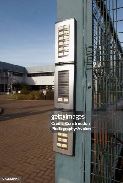 Entrance gate and buzzer at offices.