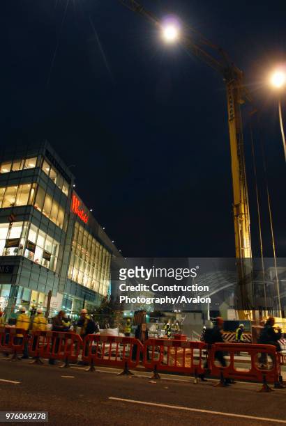 28th October 2008 Construction work continues through the night as workers bid to have Westfield London shopping centre ready for opening on 30th...