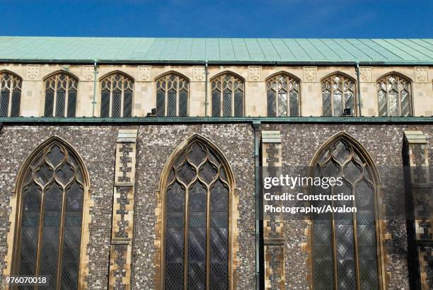 The perpendicular gothic style medieval Church of St Andrew, Norwich, UK.