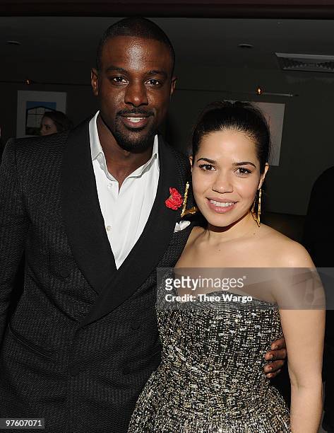 Lance Gross and America Ferrera attend the after party for the premiere of "Our Family Wedding>> on March 9, 2010 in New York City.