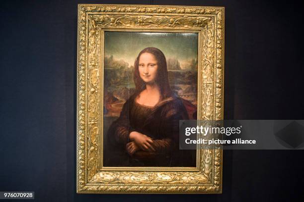 May 2018, Germany, Hamburg: A copy produced by Eugen, Semjon and Michael Posen of the painting "Mona Lisa" originally painted by Leonardo da Vinci...