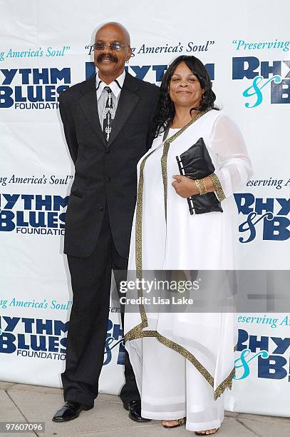 The Delphonics band member Wil Hart and wife attend The Rhythm & Blues Foundation's 20th Anniversary Pioneer Awards Gala at the Kimmel Center for the...