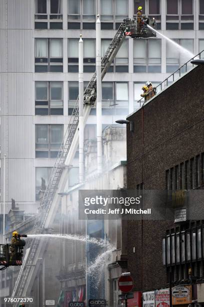 Fire fighters battle a blaze at the Glasgow School of Art and O2 ABC Glasgow on June 16, Glasgow Scotland. In May 2014 it was devastated by a huge...