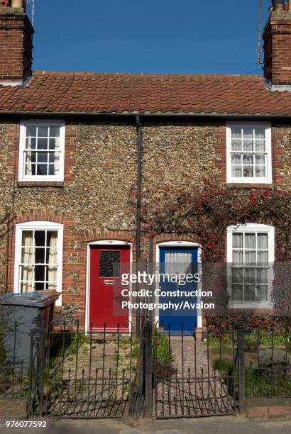 Neighbouring terraced cottages, Suffolk, United Kingdom.