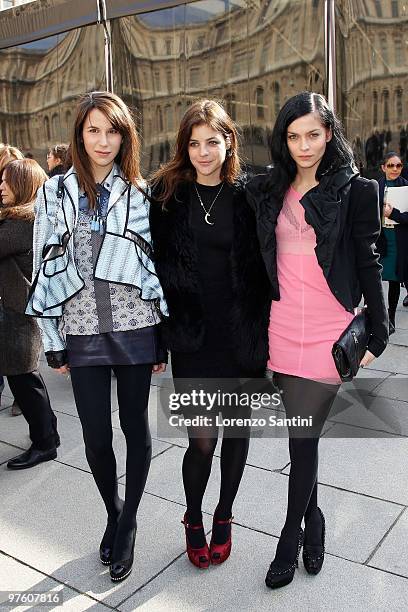 Caroline Sieber, Julia Restoin-Roitfeld and Leigh Lezark arrive at the Louis Vuitton Ready to Wear show as part of the Paris Womenswear Fashion Week...