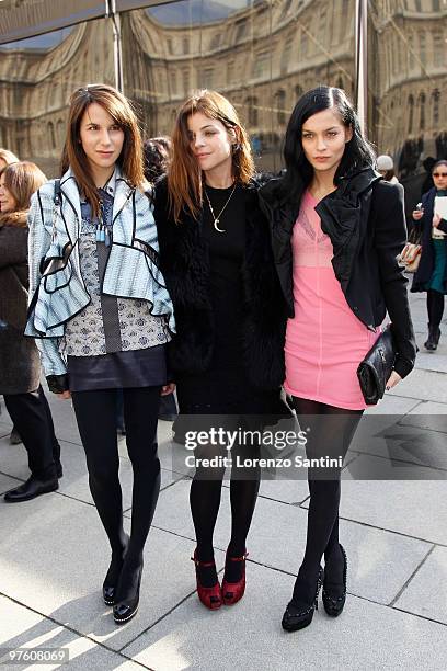 Caroline Sieber, Julia Restoin-Roitfeld and Leigh Lezark arrive at the Louis Vuitton Ready to Wear show as part of the Paris Womenswear Fashion Week...