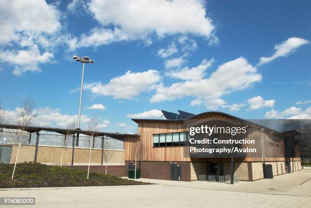 Eco-friendly football stadium, Princes Park, Dartford FC, South East London, UK.