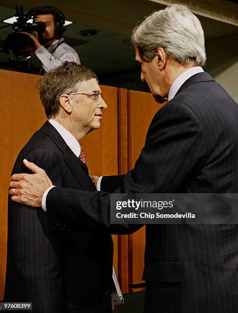 Bill Gates , co-founder and co-chair of the Bill & Melinda Gates Foundation, is thanked by Senate Foreign Relations Committee Chairman John Kerry...