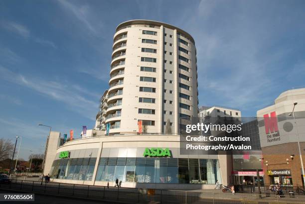 Asda store and housing developments, Romford, UK.