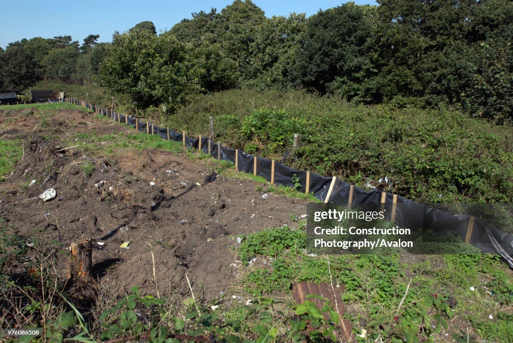 Area of scrubland sealed off from wildlife ready for construction, Ipswich, United Kingdom