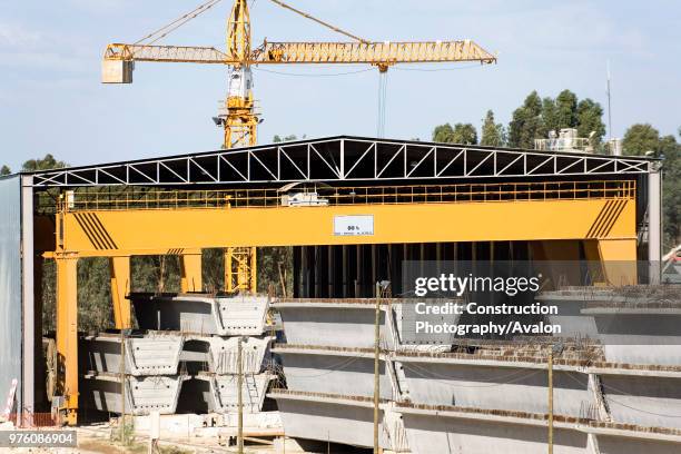 Precasted sections of the Leziria Bridge over the river Tagus near Carregado.