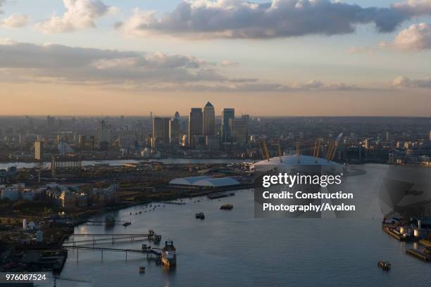 River Thames, Greenwich, London, UK, aerial view.