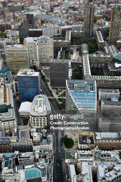 Aerial view of Moore House & Barbican, London.